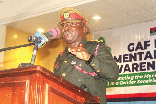 Lt Gen. Thomas Oppong-Peprah (inset), Chief of the Defence Staff, addressing some officials at the conference. Picture: ESTHER ADJORKOR ADJEI Lt Gen. Thomas Oppong-Peprah (inset), Chief of the Defence Staff, addressing some officials at the conference. Picture: ESTHER ADJORKOR ADJEI