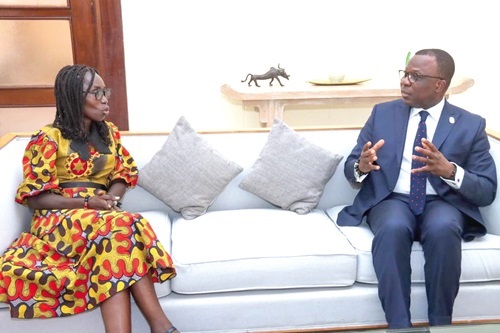 Rosalind K. Amoh (left) with Jule Armand Aniambossou, the French Ambassador to Ghana Rosalind K. Amoh (left) with Jule Armand Aniambossou, the French Ambassador to Ghana