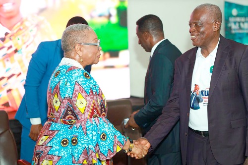 Dr Joyce Aryee of Salt and Light Ministries exchanging pleasantries with Pastor Edward Duodu (right), the National Overseer of the Deeper Life Bible Church Dr Joyce Aryee of Salt and Light Ministries exchanging pleasantries with Pastor Edward Duodu (right), the National Overseer of the Deeper Life Bible Church