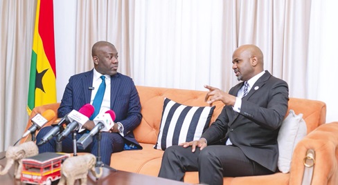 Kojo Oppong Nkrumah (left), Minister of Works and Housing, interacting with Thierno Habib Hann, Managing Director of Shelter Afrique Kojo Oppong Nkrumah (left), Minister of Works and Housing, interacting with Thierno Habib Hann, Managing Director of Shelter Afrique
