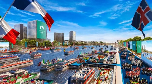 Thousands of athletes will travel in a parade of boats along the river Seine Thousands of athletes will travel in a parade of boats along the river Seine