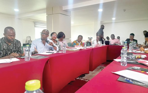 Dr Yao Graham (with microphone), Coordinator, Third World Network-Africa, addressing participants in the training programme in Accra