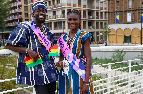 Team Ghana adorned in spectacular Ghanaian smock for the opening ceremony