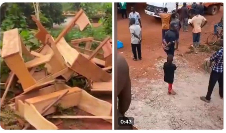 [VIDEO] Jaman South: Youth destroy donated school desks and insist they prefer mobile network