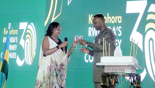 Rosemary Mbabazi (left), Rwandan High Commissioner to Ghana, and Vincent Ekow Assafuah, Deputy Minister of Local Government, Decentralisation and Rural Development, proposing a toast Rosemary Mbabazi (left), Rwandan High Commissioner to Ghana, and Vincent Ekow Assafuah, Deputy Minister of Local Government, Decentralisation and Rural Development, proposing a toast