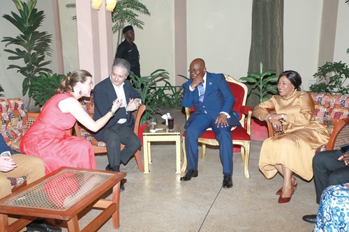President Akufo-Addo (2nd from right) and Shirley Ayorkor Botchwey (right), Minister of Foreign Affairs and Regional Integration, in a chat with Javier Gutiérrez (2nd from left), the outgoing Spanish Ambassador to Ghana, and Rebecca, his wife, at the farewell reception in Accra. Picture: DOUGLAS ANANE-FRIMPONG President Akufo-Addo (2nd from right) and Shirley Ayorkor Botchwey (right), Minister of Foreign Affairs and Regional Integration, in a chat with Javier Gutiérrez (2nd from left), the outgoing Spanish Ambassador to Ghana, and Rebecca, his wife, at the farewell reception in Accra. Picture: DOUGLAS ANANE-FRIMPONG