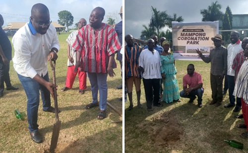 NLA Boss Sammi Awuku breaks ground for reconstruction of GH₵4m Mampong Coronation Park