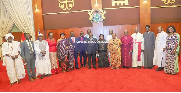 FLASHBACK: President Nana Addo Dankwa Akufo-Addo with members of the Governing Board of the National Peace Council at the Jubilee House during the inauguration of the board. Picture: SAMUEL TEI ADANO FLASHBACK: President Nana Addo Dankwa Akufo-Addo with members of the Governing Board of the National Peace Council at the Jubilee House during the inauguration of the board. Picture: SAMUEL TEI ADANO