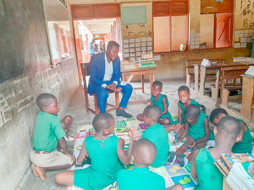 Williams Edward, Mathematics teacher, taking level one pupils of the Donkorkrom EP Primary School through a DL in Mathematics Williams Edward, Mathematics teacher, taking level one pupils of the Donkorkrom EP Primary School through a DL in Mathematics