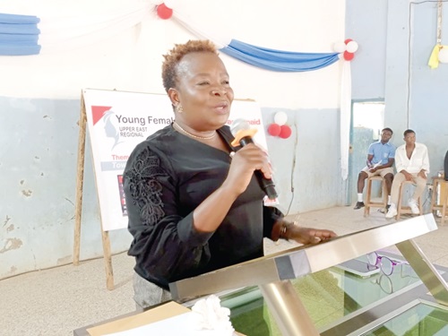 Tangoba Abayage, former Upper East Regional Minister, speaking at the event Tangoba Abayage, former Upper East Regional Minister, speaking at the event