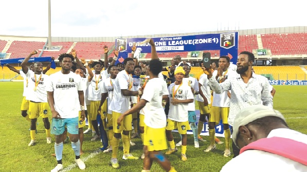 Players of Young Apostles celebrating their zonal playoff victory in Accra today Players of Young Apostles celebrating their zonal playoff victory in Accra today