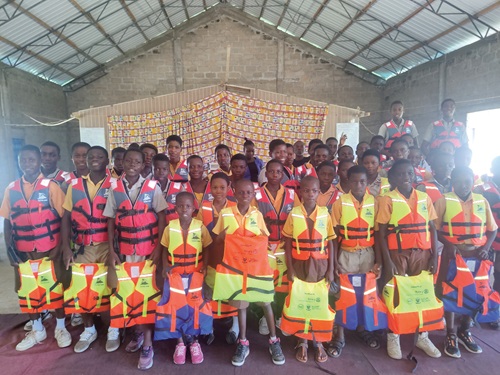 Some of the pupils with their lifejackets Some of the pupils with their lifejackets