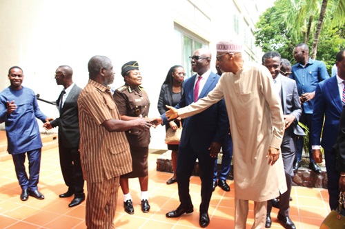 Bana Gana Wakil (right), Resident Representative of the Economic Community of West African States, and Kenneth Adu-Amanfoh, Director-General of NACOC, interacting with some of the participants Bana Gana Wakil (right), Resident Representative of the Economic Community of West African States, and Kenneth Adu-Amanfoh, Director-General of NACOC, interacting with some of the participants