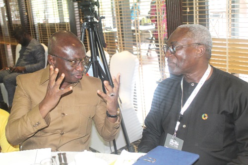 Abdulai Abanga (left), Deputy Minister of Local Government, Decentralisation and Rural Development, interacting with Kodjo Esseim Mensah-Abrampa, Director-General, Development Planning Commission, during the Ghana Urban Forum in Accra. Picture: ESTHER ADJORKOR ADJEI Abdulai Abanga (left), Deputy Minister of Local Government, Decentralisation and Rural Development, interacting with Kodjo Esseim Mensah-Abrampa, Director-General, Development Planning Commission, during the Ghana Urban Forum in Accra. Picture: ESTHER ADJORKOR ADJEI