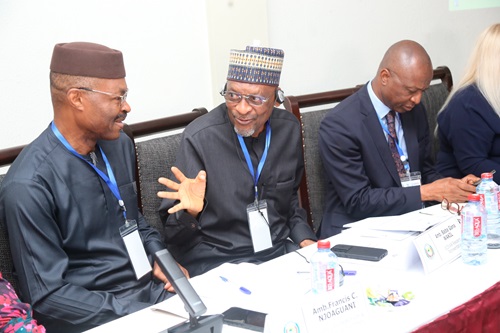 Ambassador Baba Gana Wakil (middle), ECOWAS Resident Representative, interacting with Moudjib Djinadou (left), Director, Political Affairs, UNOWAS, at the 2024 Youth for Voices for Change Forum in Accra. With them is Ambassador Francis Njoaguani, Director, ECOWAS Youth and Sports Development Centre. Picture: SAMUEL TEI ADANO Ambassador Baba Gana Wakil (middle), ECOWAS Resident Representative, interacting with Moudjib Djinadou (left), Director, Political Affairs, UNOWAS, at the 2024 Youth for Voices for Change Forum in Accra. With them is Ambassador Francis Njoaguani, Director, ECOWAS Youth and Sports Development Centre. Picture: SAMUEL TEI ADANO