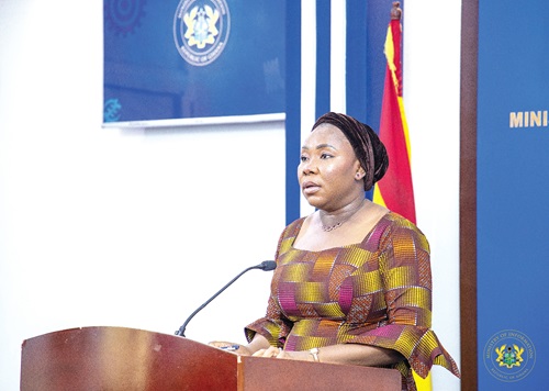 Fatimatu Abubakar (right), Minister of Information, speaking at the launch Fatimatu Abubakar (right), Minister of Information, speaking at the launch