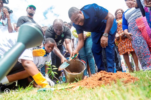 Dr Eric Nkansah, Director-General of the Ghana Education Service, planting a tree at the Labone SHS to mark this year's Green Ghana Day Dr Eric Nkansah, Director-General of the Ghana Education Service, planting a tree at the Labone SHS to mark this year's Green Ghana Day