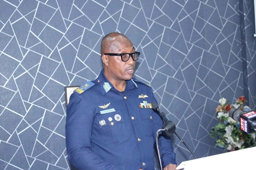 Air Commodore David Anetey Akrong (left), the Deputy Commandant of KAIPTC, addressing participants in the Election Violence Security course Air Commodore David Anetey Akrong (left), the Deputy Commandant of KAIPTC, addressing participants in the Election Violence Security course