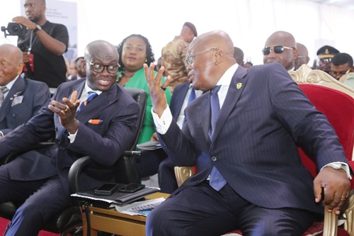 President Akufo-Addo interacting with Godfred Yeboah Dame (left), Attorney-General and Minister of Justice, after the inauguration of the Law House in Accra. Picture: SAMUEL TEI ADANO President Akufo-Addo interacting with Godfred Yeboah Dame (left), Attorney-General and Minister of Justice, after the inauguration of the Law House in Accra. Picture: SAMUEL TEI ADANO
