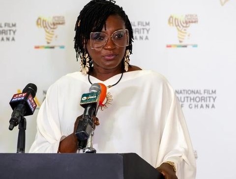 Juliet Asante, the Chief Executive Officer of NFA, speaking at the launch