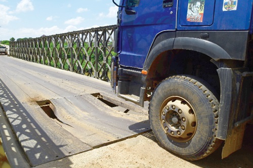  The state of portions of the Steel bridge over the Densu River which connects Kojo Ashong and Otuplem near Amasaman in the Ga West Municipality