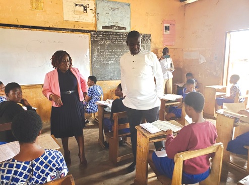Fred Offei (right) and Harriet Lomotey in one of the examination centres
