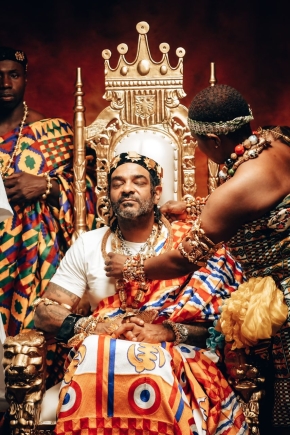 US rapper Jim Jones in Kente Cloth for Gambo's 'Drip Remix' video