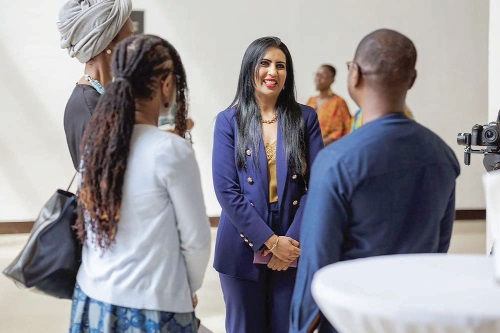 Dr Reshma Sheoraj, Vice-President of Strategic Engagements, World Data Lab, chatting with some participants after the launch Dr Reshma Sheoraj, Vice-President of Strategic Engagements, World Data Lab, chatting with some participants after the launch