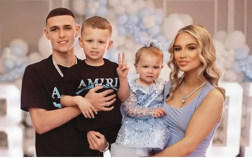 Phil Foden (left) and Rebecca Cooke (right) are set to welcome their third child Phil Foden (left) and Rebecca Cooke (right) are set to welcome their third child