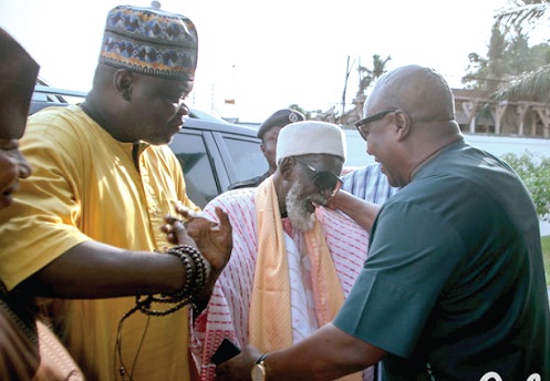 John Dramani Mahama (right) exchanging pleasantries with Sheikh Usmanu Nuhu Sharubutu, the National Chief Imam, at the conference John Dramani Mahama (right) exchanging pleasantries with Sheikh Usmanu Nuhu Sharubutu, the National Chief Imam, at the conference