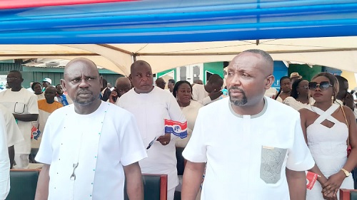 John Boadu (right), former General Secretary, NPP, and Kwame Appiah Kodua (left), NPP parliamentary aspirant for Fanteakwa North, at the thanksgiving service at Begoro John Boadu (right), former General Secretary, NPP, and Kwame Appiah Kodua (left), NPP parliamentary aspirant for Fanteakwa North, at the thanksgiving service at Begoro