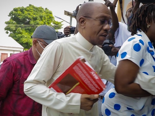 Godwin Emefiele arriving court in July Godwin Emefiele arriving court in July