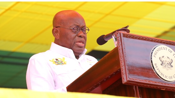 President Nana Akufo-Addo reading his speech at the 67th Independence Day celebration President Nana Akufo-Addo