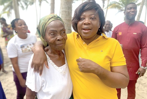 Ophelia Mensah-Hayford (right), MP for Mfantseman in the Central Region, embracing one of the women Ophelia Mensah-Hayford (right), MP for Mfantseman in the Central Region, embracing one of the women