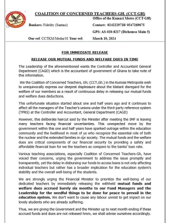 Statement by the CCTgh