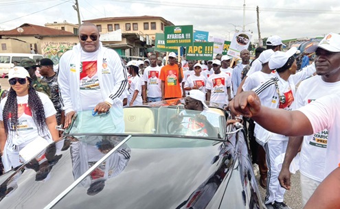 Hassan Ayariga (arrowed), Founder and Chairman of APC, with some members of the party on a procession through some streets in Kumasi Hassan Ayariga (arrowed), Founder and Chairman of APC, with some members of the party on a procession through some streets in Kumasi