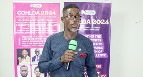 Raymond Avimu, Director of Administration  and Human Resource, NHIA, delivering a speech on behalf of Dr Benard Okoe-Boye, Minister of Health designate. Picture: ERNEST KODZI