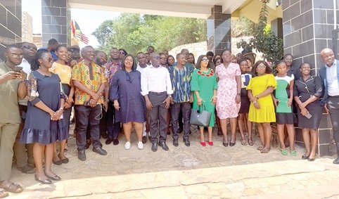 Derick Oppong-Agyare (arrowed), Deputy Director, Programmes, Ghana AIDS Commission, with participating journalists at the workshop Derick Oppong-Agyare (arrowed), Deputy Director, Programmes, Ghana AIDS Commission, with participating journalists at the workshop