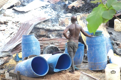  Some barrels used to douse the fire