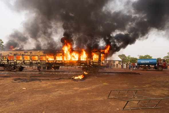 Fire guts Ibrahim Mahama’s heritage train