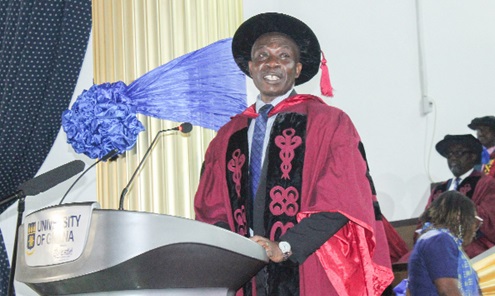Prof. Mark Mawutor Tettey, Head of Department of Surgery, UG Medical School and acting Director, National Cadiothoracic Centre, delivering his lecture. Picture: ERNEST KODZI