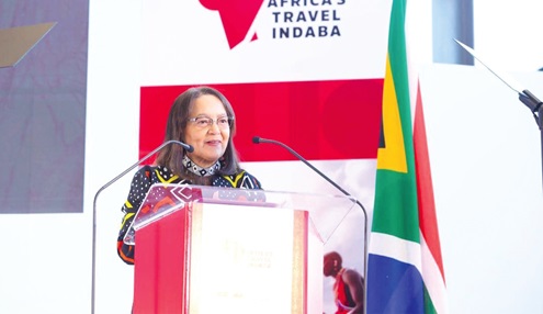 Patricia de Lille (inset), South African Minister of Tourism, addressing participants at the opening of the Africa’s Travel Indaba Patricia de Lille (inset), South African Minister of Tourism, addressing participants at the opening of the Africa’s Travel Indaba