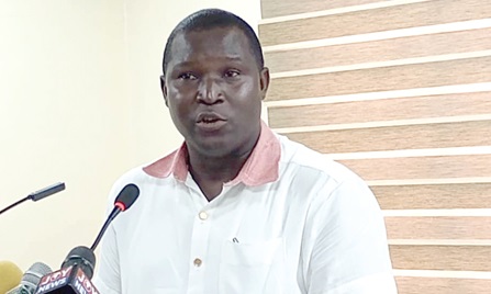 Daryl Bosu, Deputy Director of A Rocha Ghana, addressing the media on behalf of the five civil society organisations