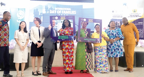 Dakoa Newman (5th from right), Minister designate for Gender, Children and Social Protection; Rev. Dr Comfort Asare (3rd from right), Director, Social Welfare (MoGCSP); Dr Afisah Zakariah (4th from right), Chief Director, MoGCSP; Fiachra McAsey (4th from left), Deputy Country Representative, UNICEF, and other dignitaries at the event. Picture: EDNA SALVO-KOTEY Dakoa Newman (5th from right), Minister designate for Gender, Children and Social Protection; Rev. Dr Comfort Asare (3rd from right), Director, Social Welfare (MoGCSP); Dr Afisah Zakariah (4th from right), Chief Director, MoGCSP; Fiachra McAsey (4th from left), Deputy Country Representative, UNICEF, and other dignitaries at the event. Picture: EDNA SALVO-KOTEY