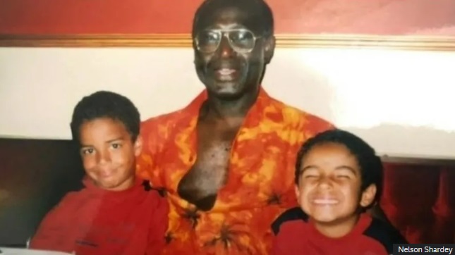 Nelson Shardey with his two sons when they were young Nelson Shardey with his two sons when they were young