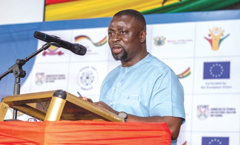 Dr Fred Kyei Asamoah (RIGHT), Director-General of CTVET, addressing guests at the meeting Dr Fred Kyei Asamoah (RIGHT), Director-General of CTVET, addressing guests at the meeting