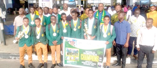 The Prempeh College Robotics Team at the Kotoka International Airport