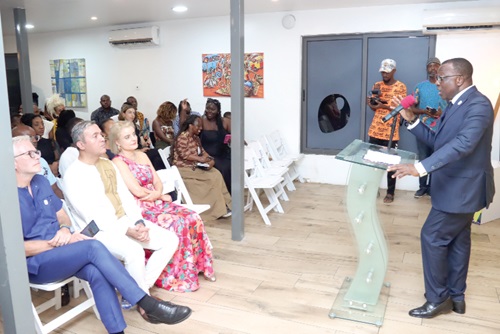 Jules-Armand Aniambossou (right), French Ambassador to Ghana, speaking at the event. Picture: ELVIS NII NOI DOWUONA 