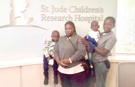 The children on arrival at the research hospital in the US
