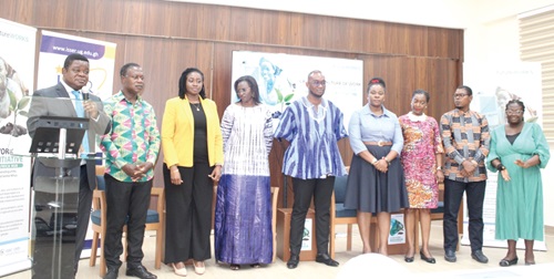 From left: Prof. Peter Quartey, Director of ISSER; Prof. Charles Ackah, Dr Priscilla Twumasi Baffour, Dr Astou Diao Camara, Director of BAME; Gideon Mankralo, National Programme Officer, ILO; Dr Nana Amma Asante and Dr Marie-Gloriose Ingabire, Western and Central Regional Director of IDRC, and other officials